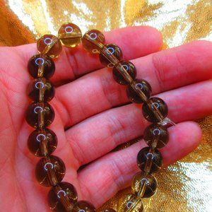 Smoky Quartz 10mm Round Stretchy Gemstone Bracelet